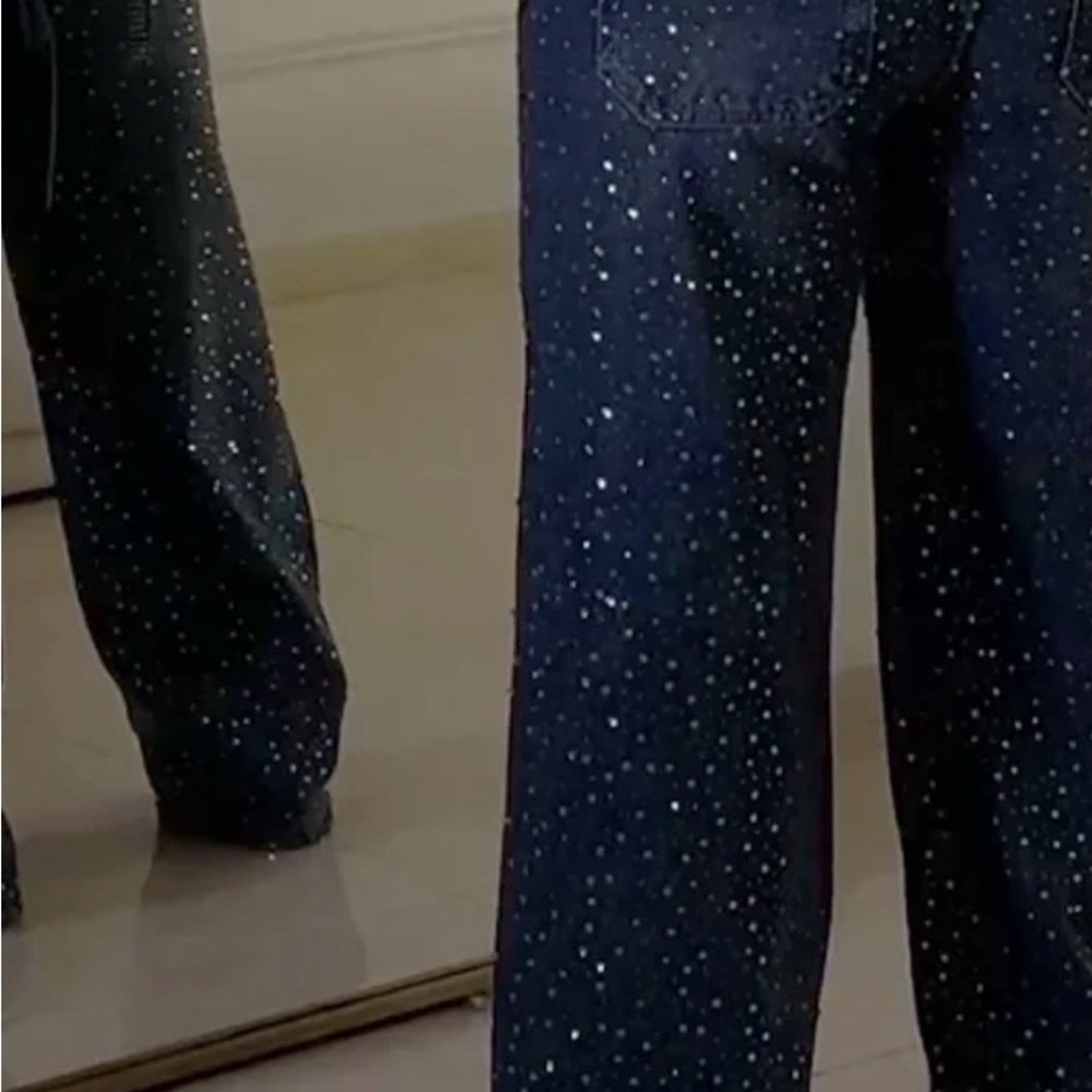 Dark Blue Speckled Jeans